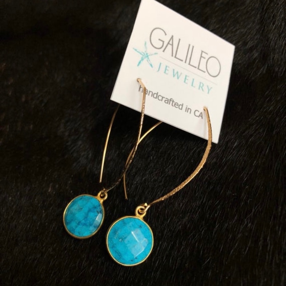 Gold filled turquoise howlite earrings